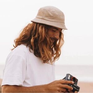 NEW Will + Bear Perry Corduroy Bucket Hat Tan Hemp Cotton Breathable Travel Logo